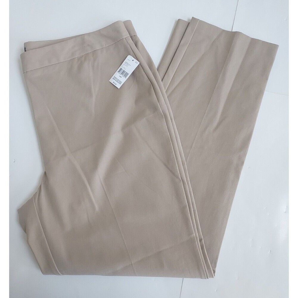 NWT Ladies Simply Emma Khaki Stretch Straight High Rise Dress Pants Size 16W